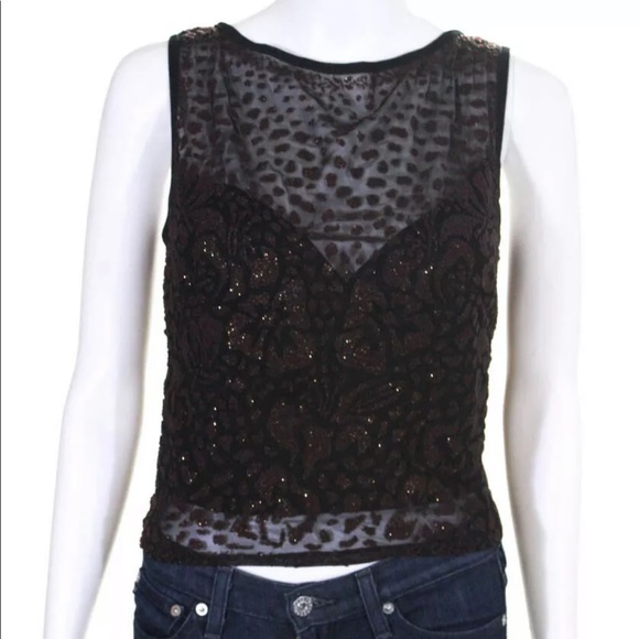 Todashi Shoji Beaded Mesh Sleeveless Evening Top - Picture 1 of 14